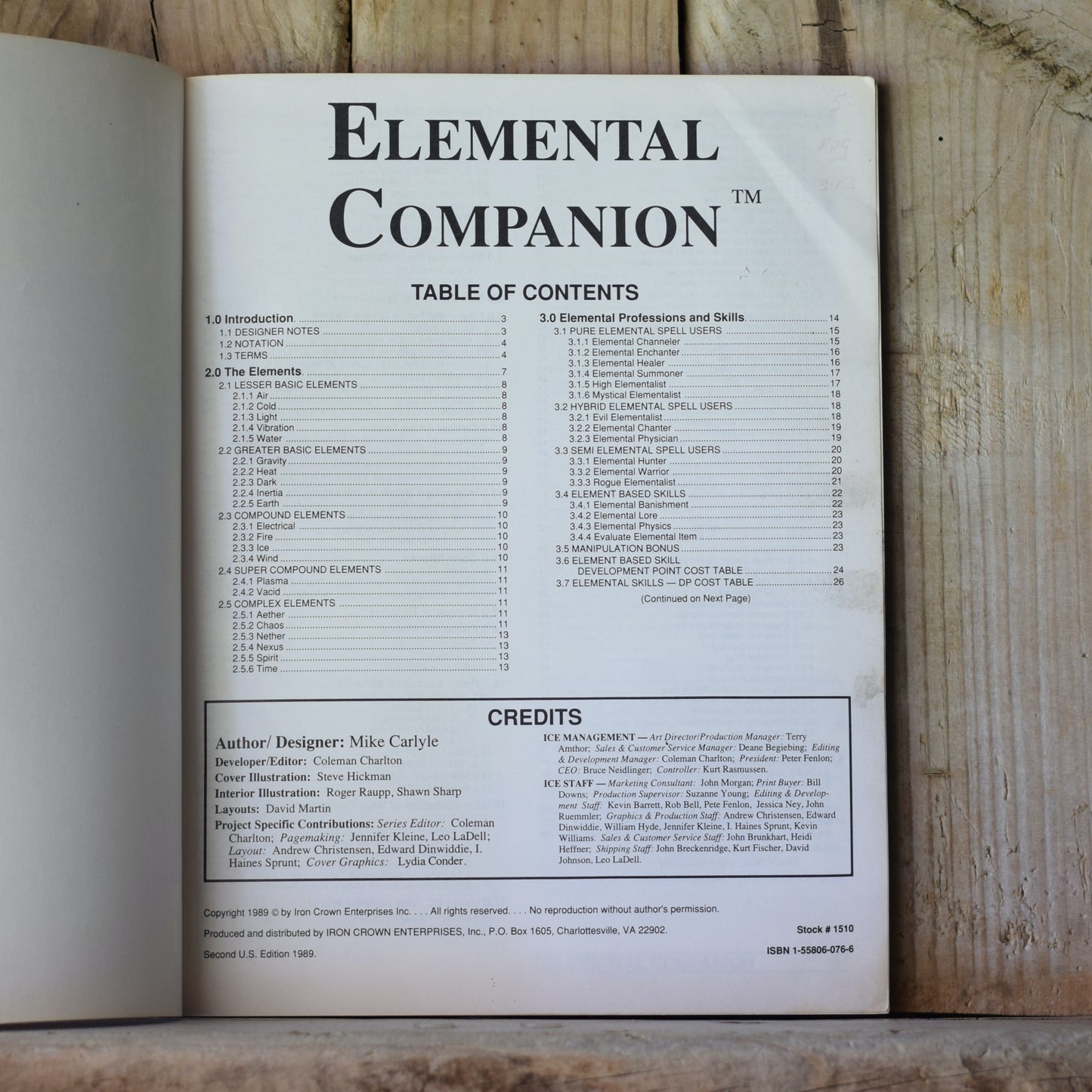 Vintage RPG Book: Rolemaster: Elemental Companion