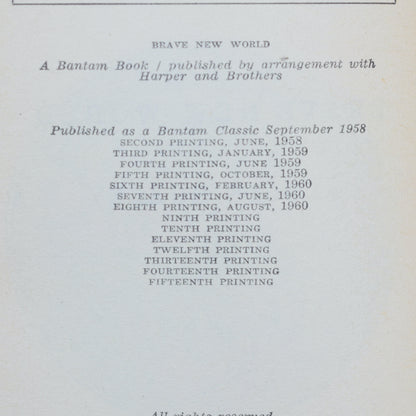Vintage Sci-fi Paperback: Aldus Huxley - Brave New World