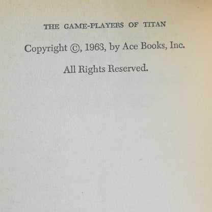Vintage Sci-Fi Paperback: Philip K Dick - The Game-Players of Titan