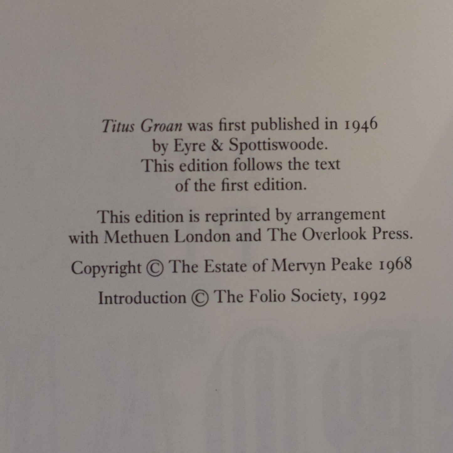 Vintage Fantasy Hardbacks: Mervyn Peake - The Gormenghast Trilogy: Titus Groan, Gormenghast, Titus Alone FOLIO SOCIETY EDITIONS