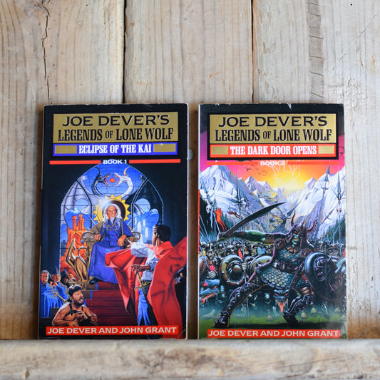 Vintage Fantasy Paperbacks: Joe Dever and John Grant -  Legends of Lone Wolf: Eclipse of the Kai and The Dark Door Opens BOTH DOUBLE SIGNED
