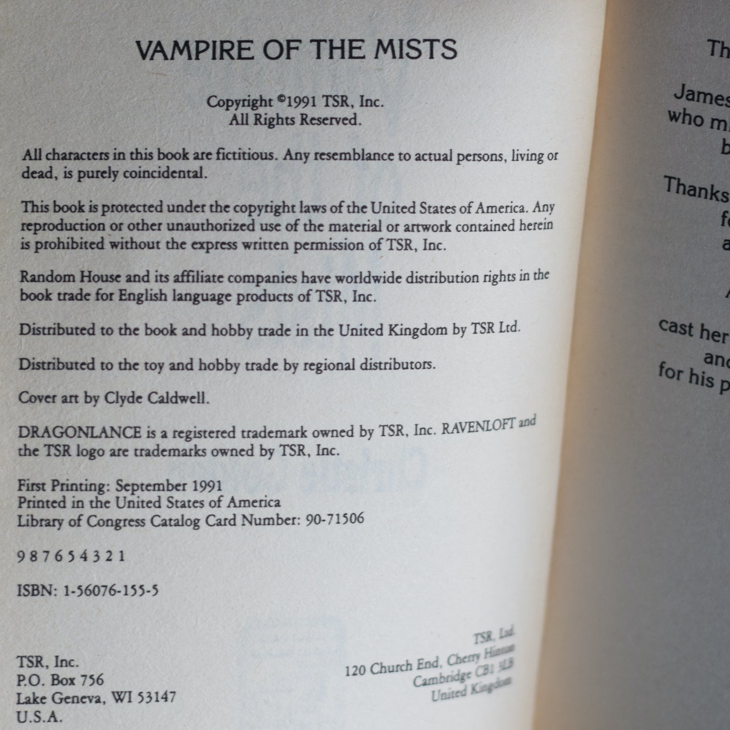 Vintage Dungeons and Dragons Paperback: Christie Golden - Ravenloft: Vampire of the Mists FIRST PRINTING
