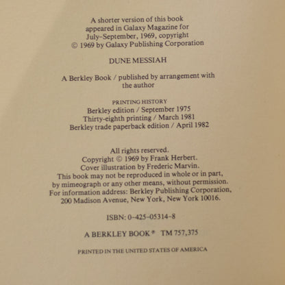 Vintage Sci-f Paperbacks: Frank Herbert - The Dune Saga: Dune, Dune Messiah, Children of Dune, God Emperor of Dune, Heretics of Dune, Chapterhouse Dune, Frederic Marvin cover art