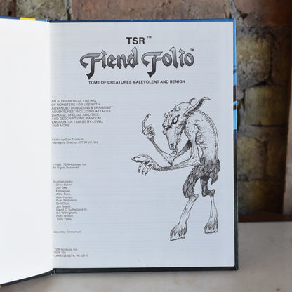 Vintage Dungeons and Dragons Hardback: Fiend Folio Advanced Dungeons and Dragons First Edition