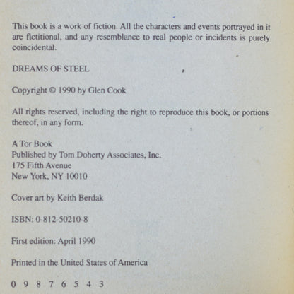 Vintage Fantasy Paperback: Glen Cook - Dreams of Steel, The Fifth Chronicle of the Black Company