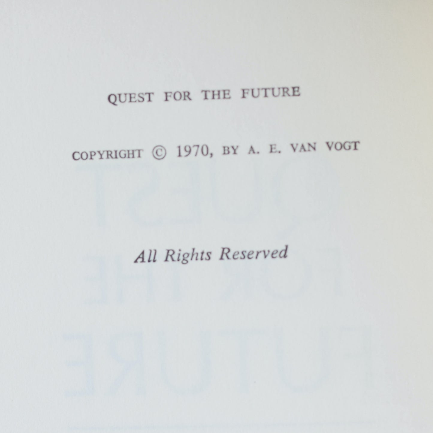 Vintage Sci-fi Hardback: AE Van Vogt - Quest for the Future BCE