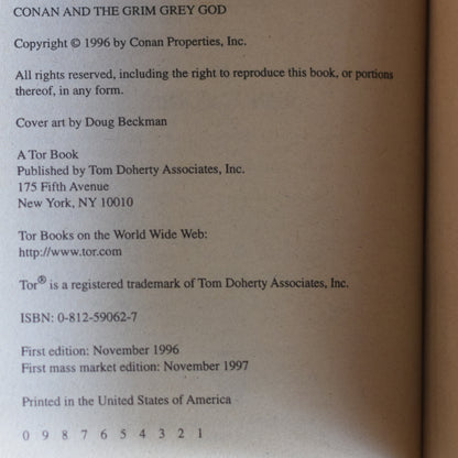 Vintage Fantasy Paperback: Sean A Moore - Conan and the Grey God FIRST PRINTING