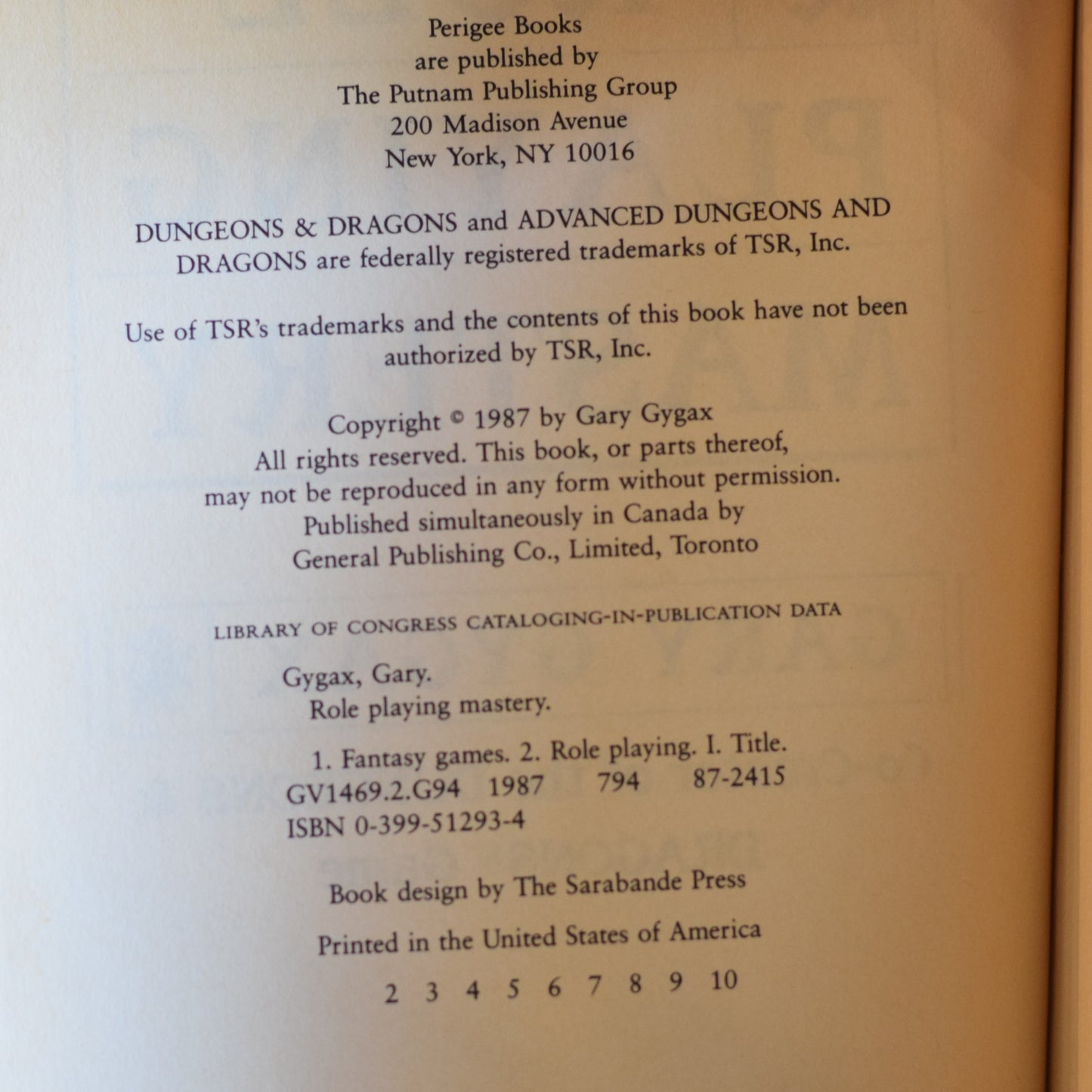 Vintage Dungeons and Dragons Paperback: Gary Gygax - Role-Playing Mastery SECOND PRINTING