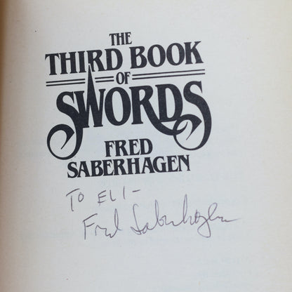 Vintage Fantasy Paperback: Fred Saberhagen - The Third Book of Swords SIGNED SECOND PRINTING