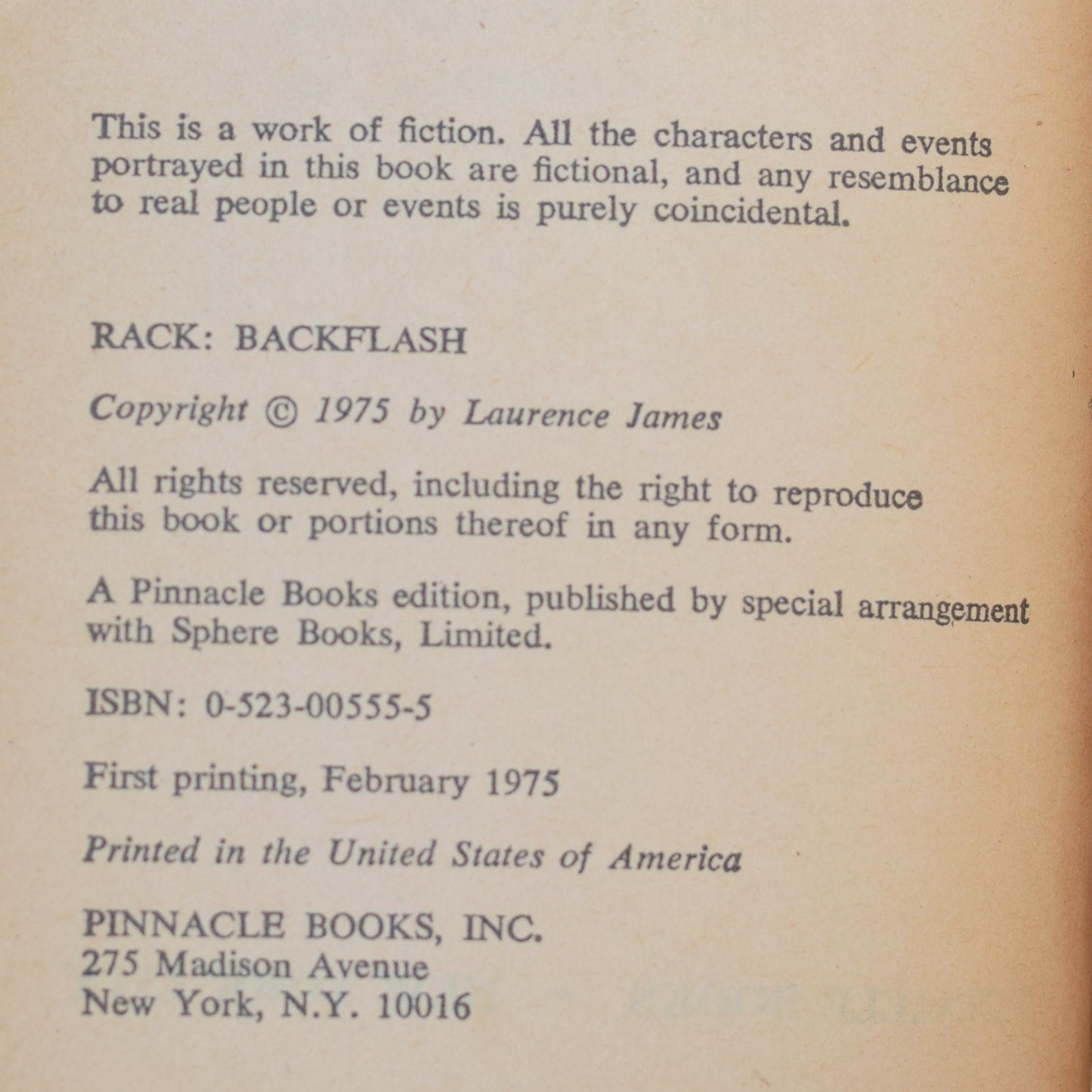 Vintage Sci-fi Paperback: Laurence James - Backflash, Rack 3 FIRST PRINTING