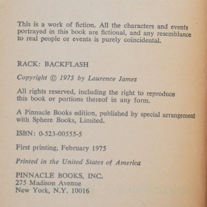 Vintage Sci-fi Paperback: Laurence James - Backflash, Rack 3 FIRST PRINTING