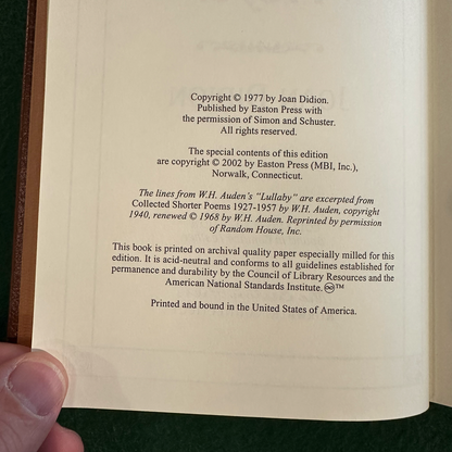 Vintage Fiction Hardback: Joan Didion - A Book of Common Prayer SIGNED