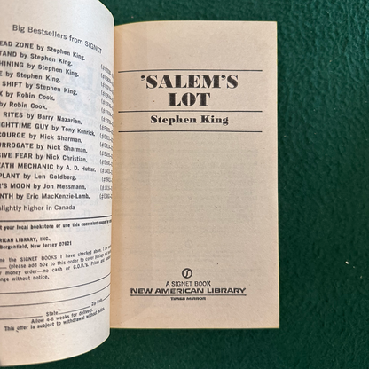 Vintage Horror Paperbacks: Stephen King - Carrie, 'Salem's Lot & The Shining Box Set