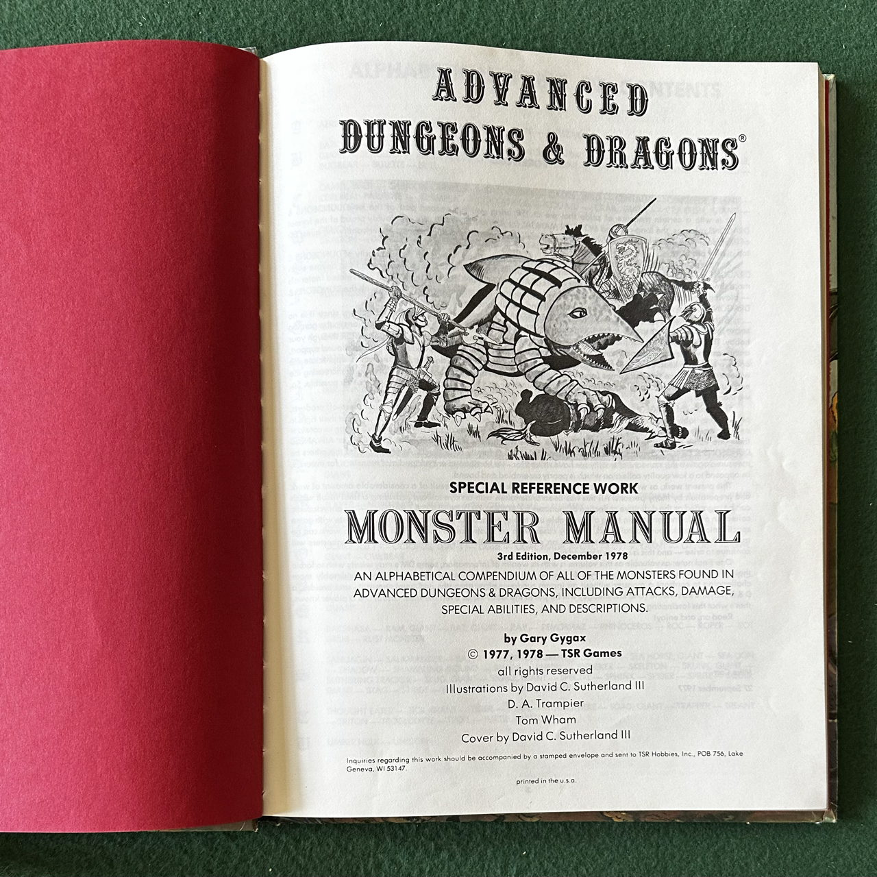 Vintage Advanced Dungeons & Dragons Accessory: Monster Manual 3RD PRINTING