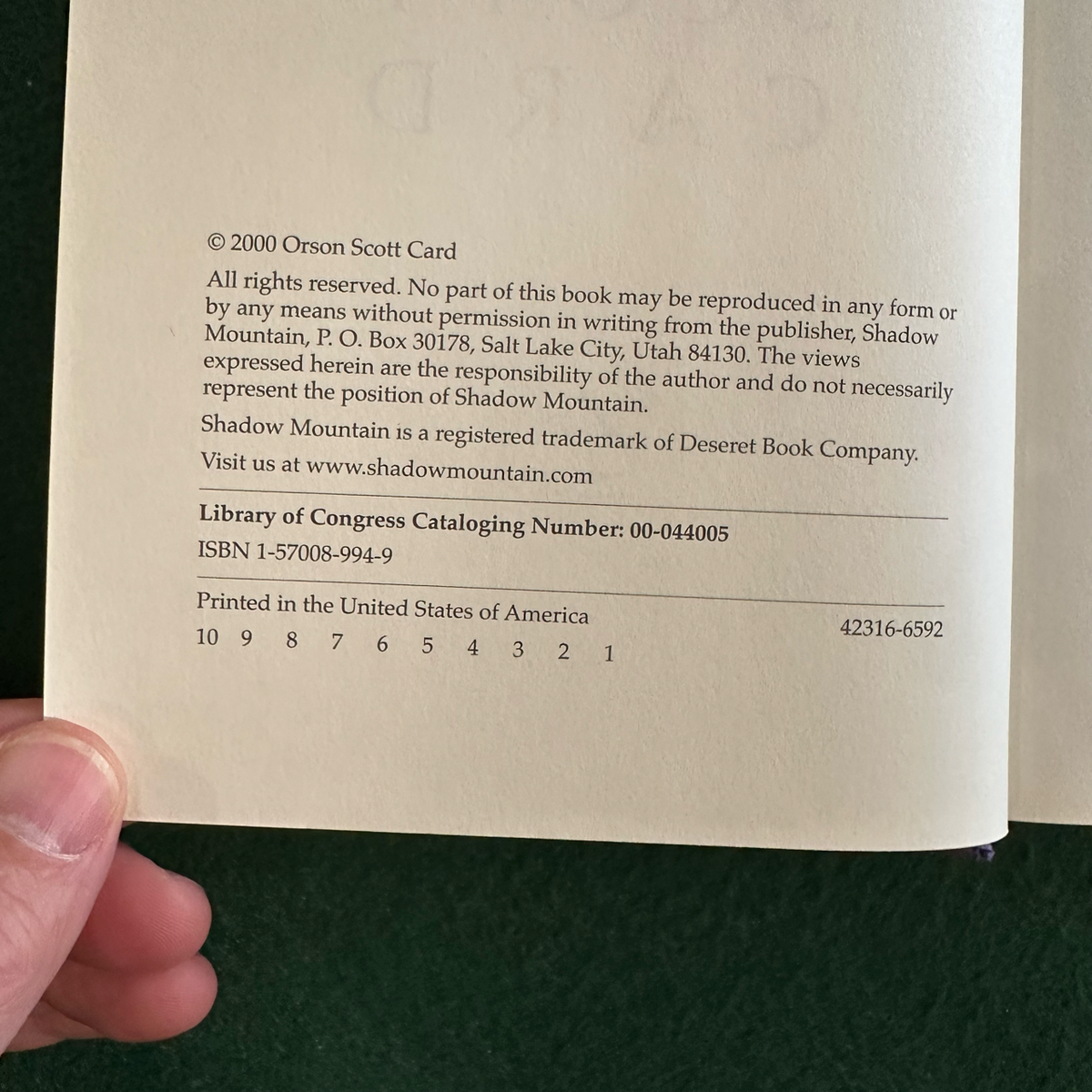 Vintage Fiction Hardback: Orson Scott Card - Sarah SIGNED FIRST EDITION