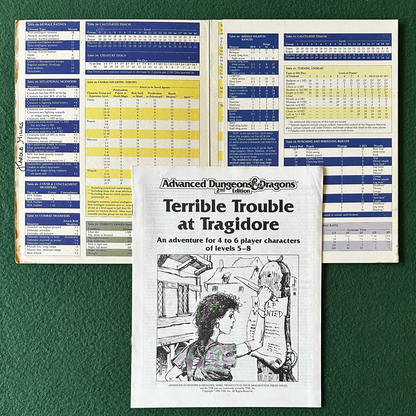 Vintage Dungeons & Dragons 2e Accessory: Dungeon Master's Screen W/ Terrible Trouble at Tragidore