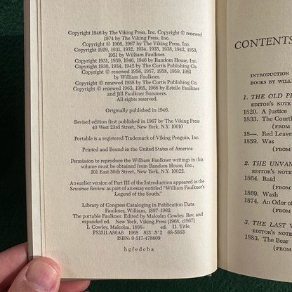 Vintage Fiction Hardback: The Portable Faulkner - Edited by Malcolm Cowley FIRST PRINTING