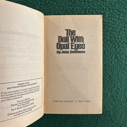Vintage Horror Paperback: Jean DeWeese The Doll with Opal Eyes
