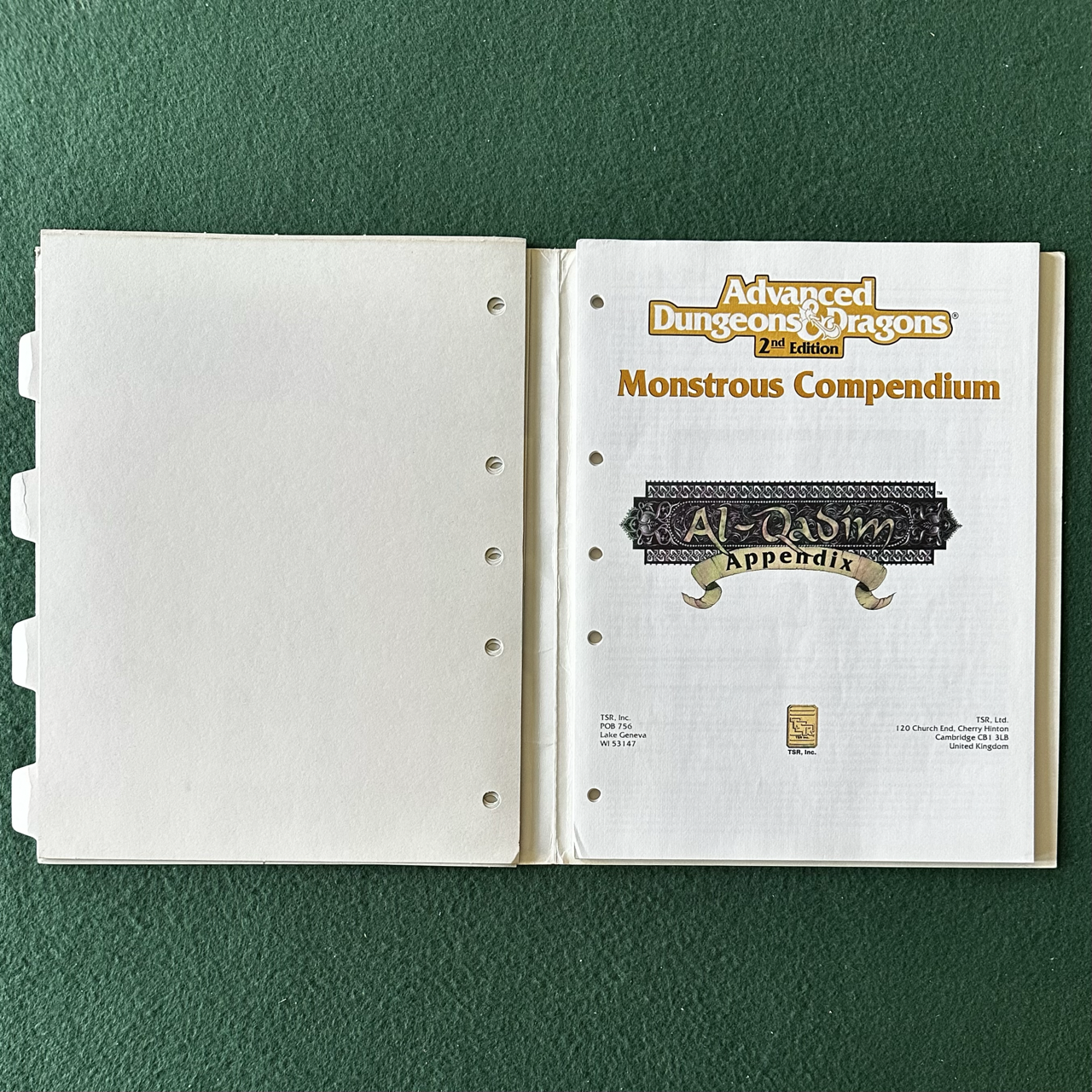 Vintage Advanced Dungeons & Dragons 2e Accessory: Monstrous Compendium: A-Qadim Appendix