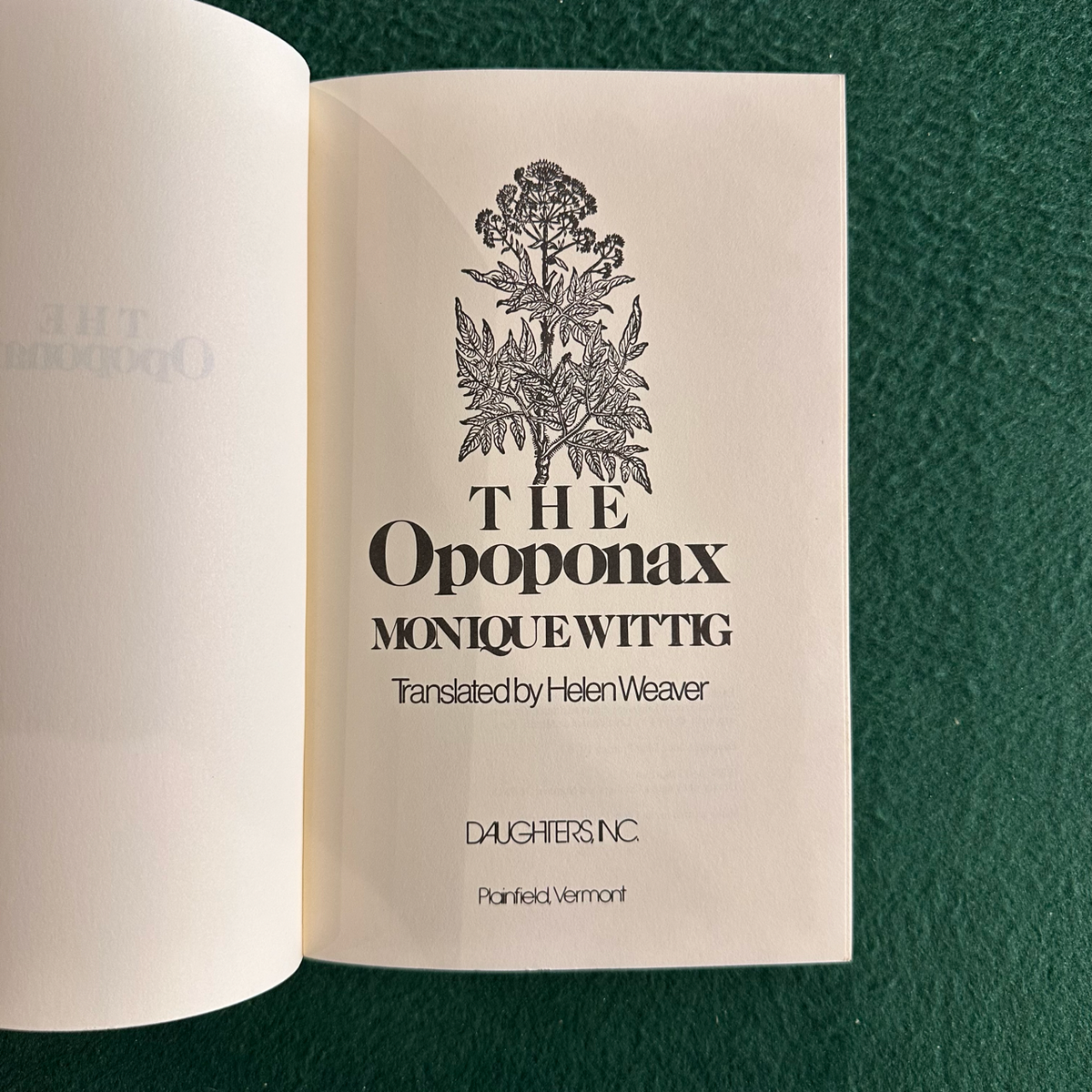Vintage Fiction Paperback: Monique Wittig - The Opoponax FIRST PRINTING