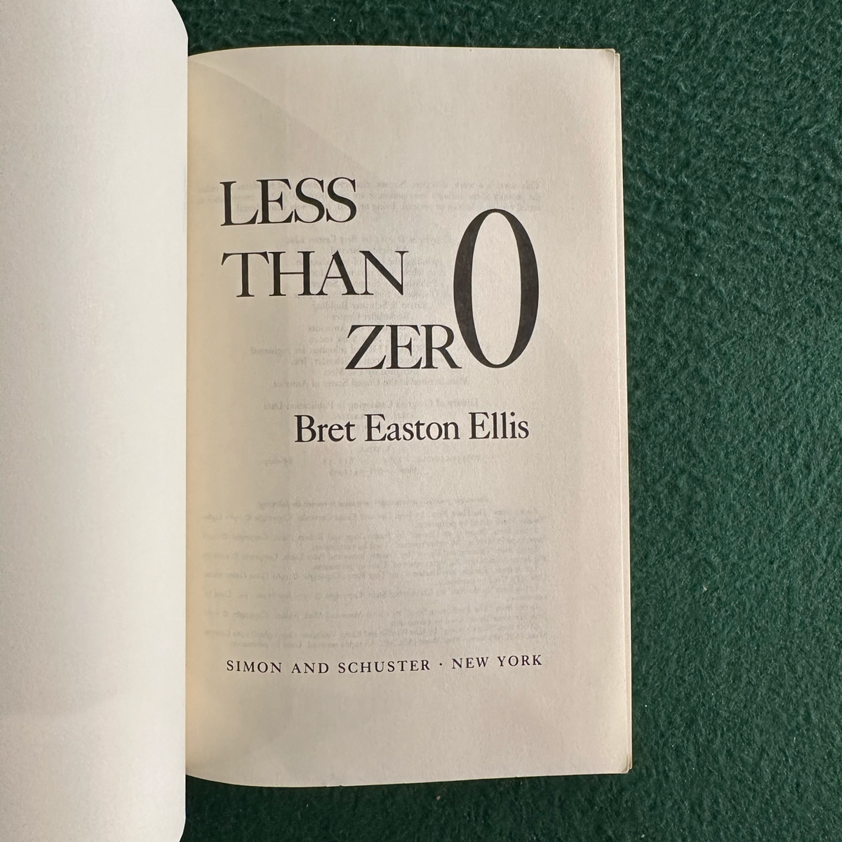 Vintage Fiction Paperback: Brett Easton Ellis - Less Than Zero FIRST PRINTING
