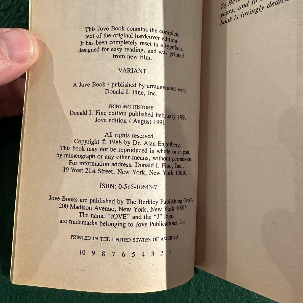 Vintage Horror Paperback: Alan Engel MD - Varient FIRST PRINTING