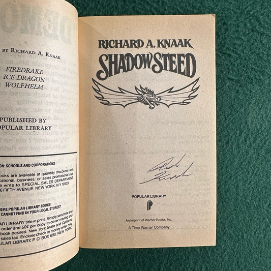 Vintage Fantasy Paperback: Richard A Knaak - The Dragonrealm: Shadow Seed SIGNED