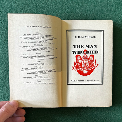 Vintage Fiction Hardback: D H Lawrence - The Man Who Died FIRST EDITION