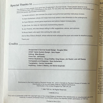 Vintage Advanced Dungeons & Dragons Accessory: Dungeoneer's Survival Guide