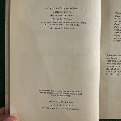 Vintage Fantasy Hardback: Tad Williams - The Dragonbone Chair FIRST EDITION