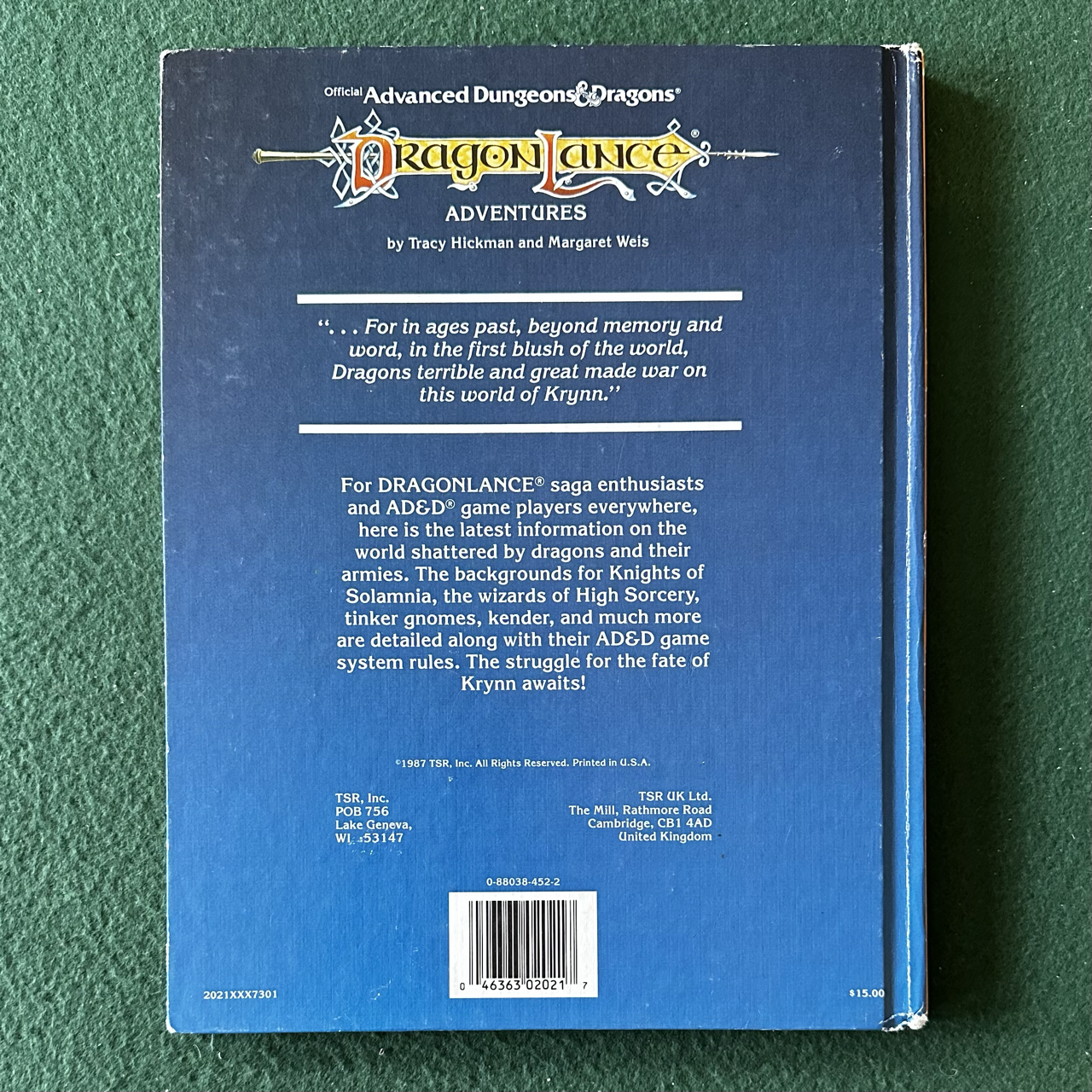 Vintage Advanced Dungeons & Dragons Accessory: Dragonlance Adventures 1987