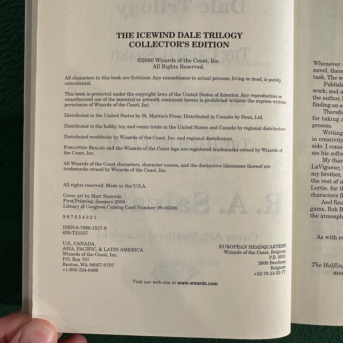 Vintage Fantasy Hardback: R A Salvatore - The Icewind Dale Trilogy Omnibus SIGNED FIRST PRINTING