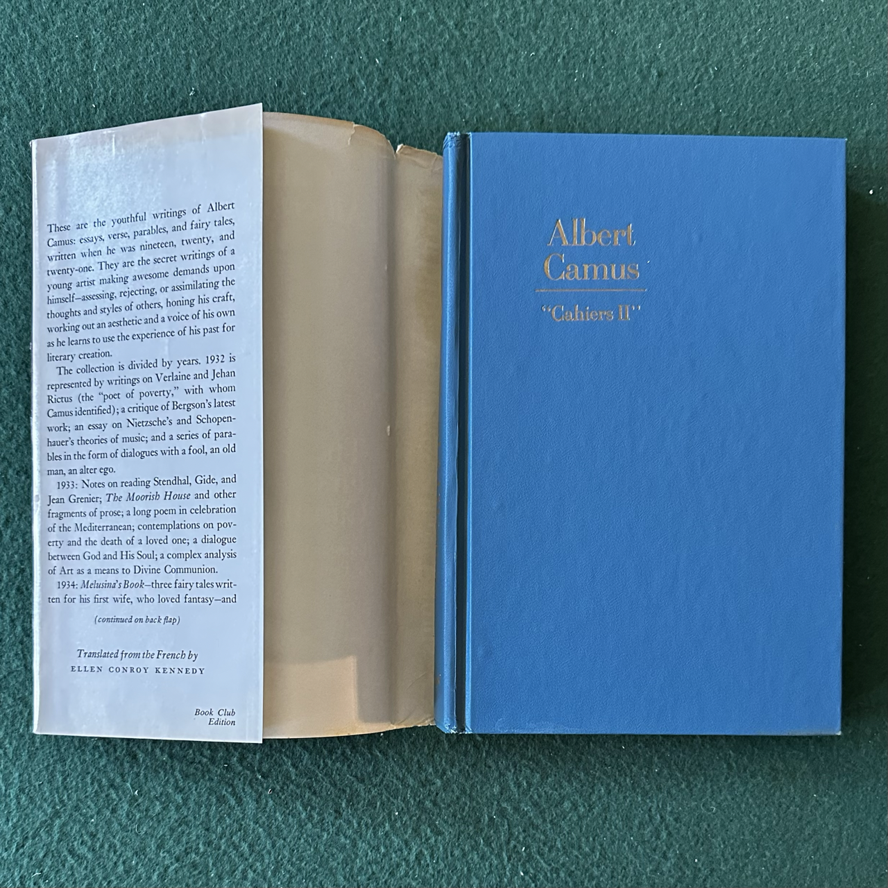 Vintage Fiction Hardback: Albert Camus - Cahiers II: Youthful Writings BCE