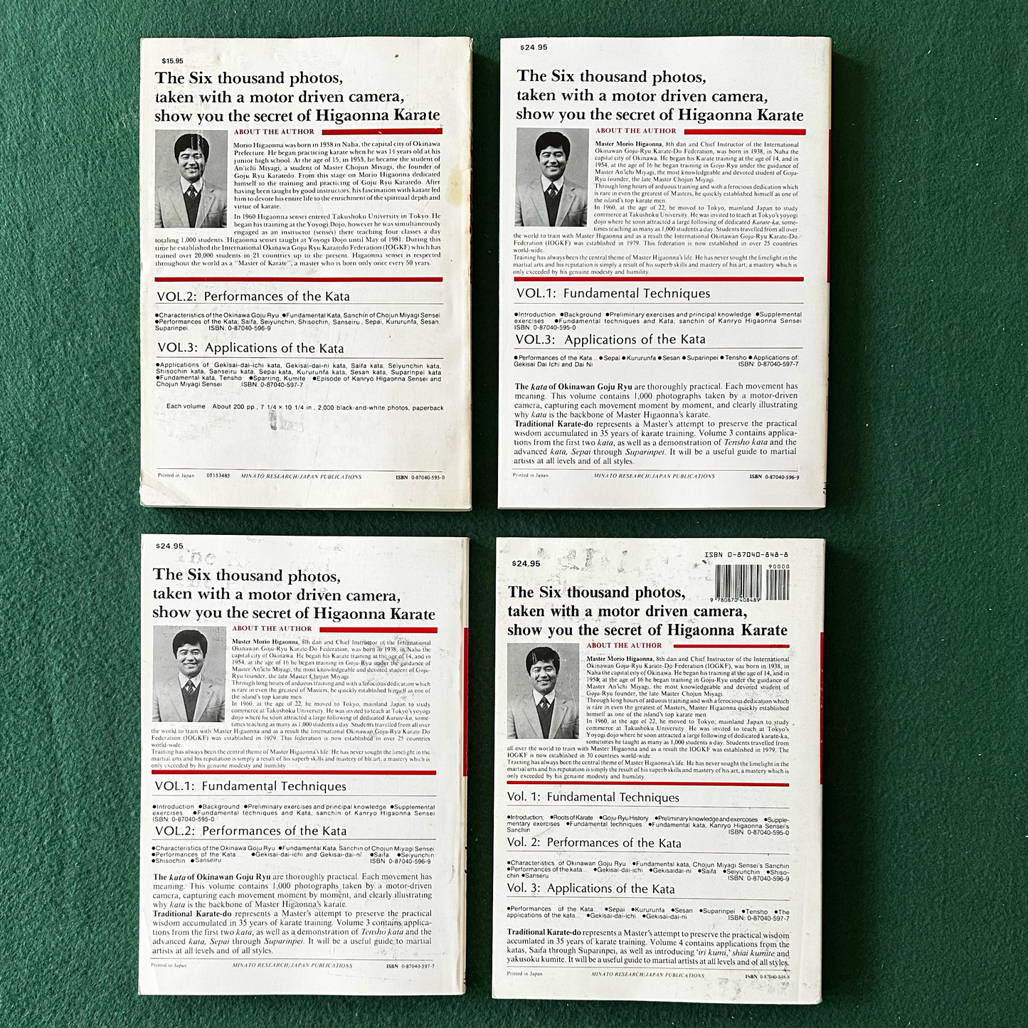 Vintage Non-Fiction Paperbacks: Morio Higaonna - Traditional Karatedo Okinawan Goju-Ryu, Books 1-4 FIRST PRINTS