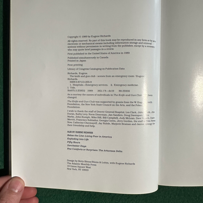 Vintage Non-Fiction Hardback: Eugene Richards - The Knife and Gun Club: Scenes From An Emergency Room FIRST PRINTING