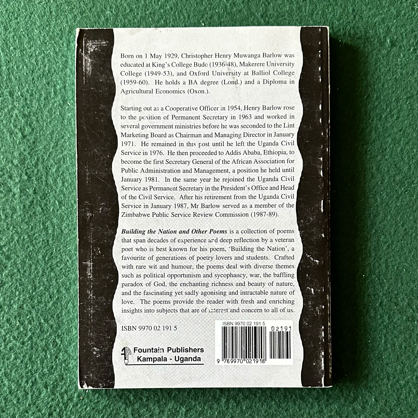Vintage Poetry Paperback: Henry Barlow - Building the Nation and Other Poems FIRST PRINT