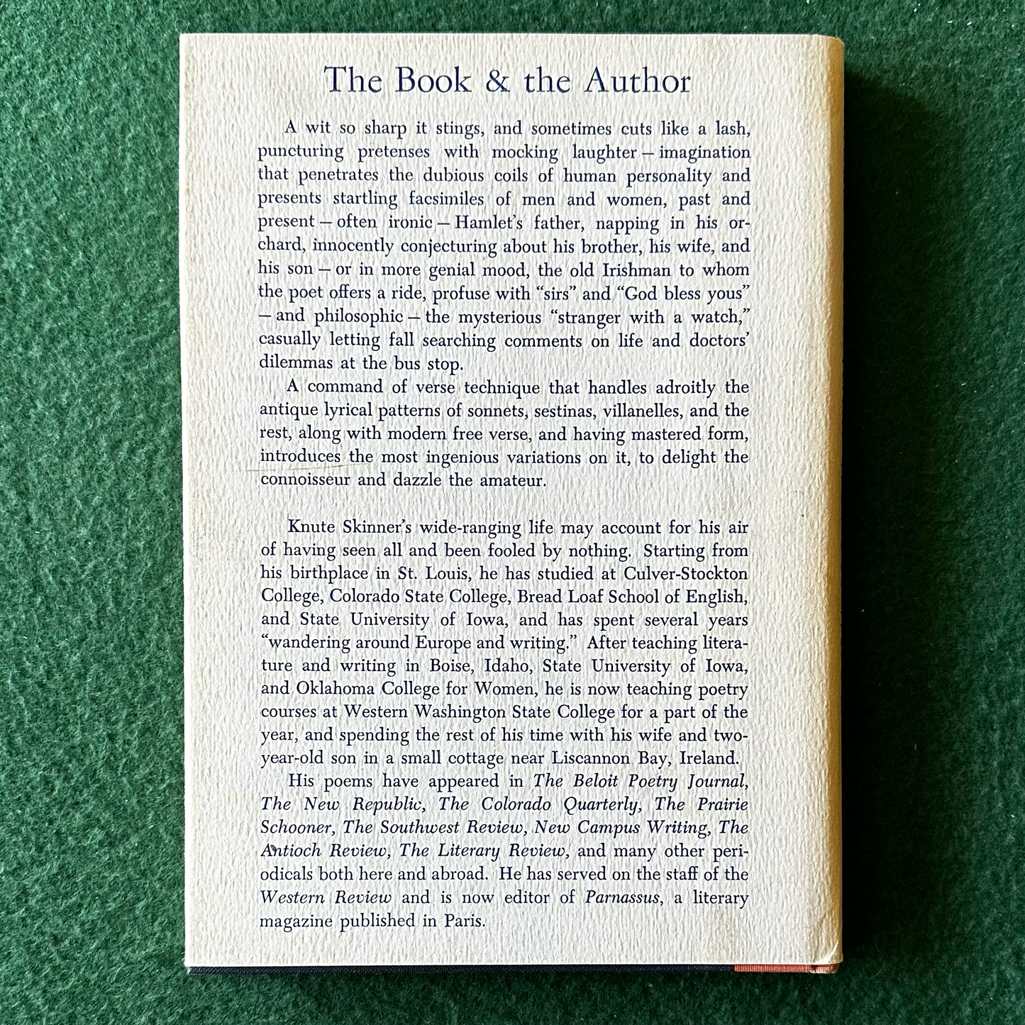 Vintage Poetry Hardback: Knute Skinner - Stranger with a Watch SIGNED FIRST EDITION