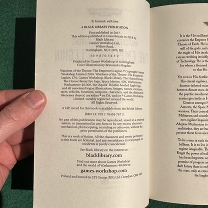 Sci-Fi Paperback: Chris Wraight - Warhammer 40k, Watchers of the Throne: The Emperor's Legion FIRST PRINTING