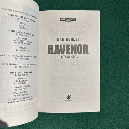 Sci-Fi Paperback: Dan Abnett - Warhammer 40k, Ravenor, Returned FIRST PRINTING