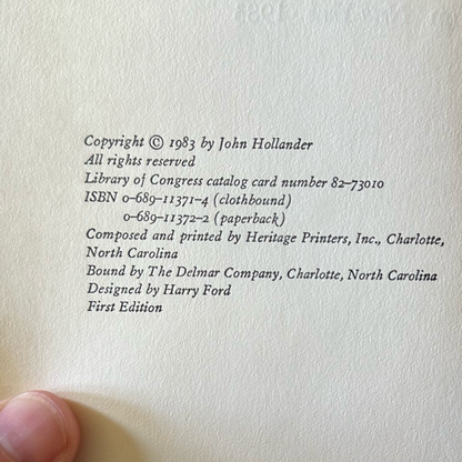 Vintage Poetry Hardback: John Hollander - Powers of Thirteen FIRST EDITION