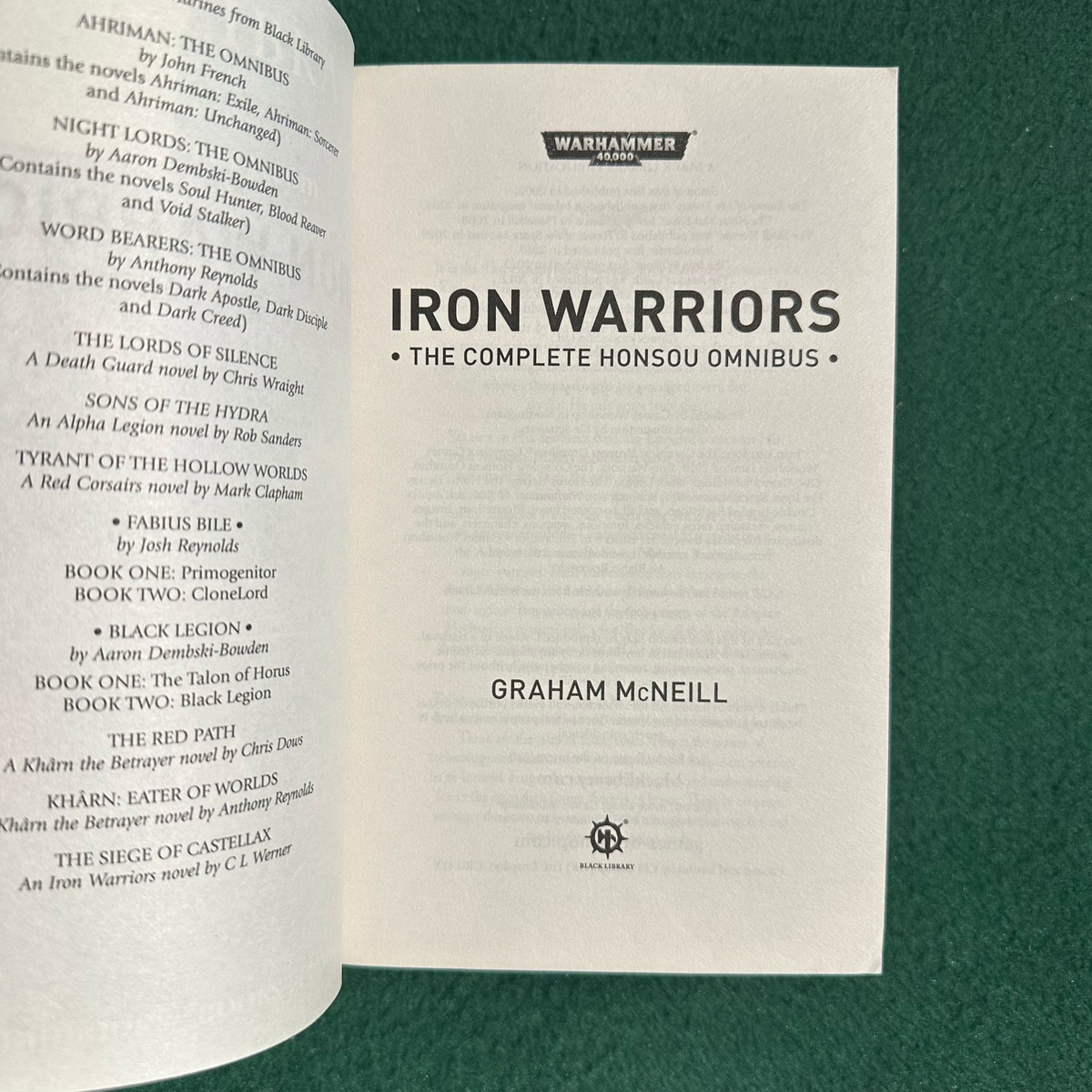 Sci-Fi Paperback: Graham McNeill - Warhammer 40k, Iron Warriors - The Complete Honsou Omnibus FIRST PRINTING