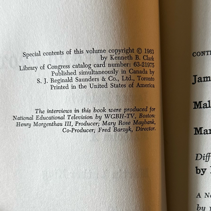 Vintage Non-Fiction Hardback: Kenneth B Clark - The Negro Protest, featuring James Baldwin, Malcolm X and Martin Luther King