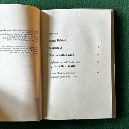 Vintage Non-Fiction Hardback: Kenneth B Clark - The Negro Protest, featuring James Baldwin, Malcolm X and Martin Luther King