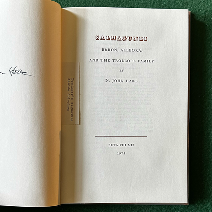 Vintage Poetry Hardback: N John Hall - Salmagundi: Byron, Allegra and the Trollope Family SIGNED FIRST EDITION