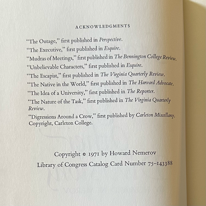 Vintage Poetry Hardback: Howard Nemerov - Stories, Fables and Other Diversions FIRST EDITION