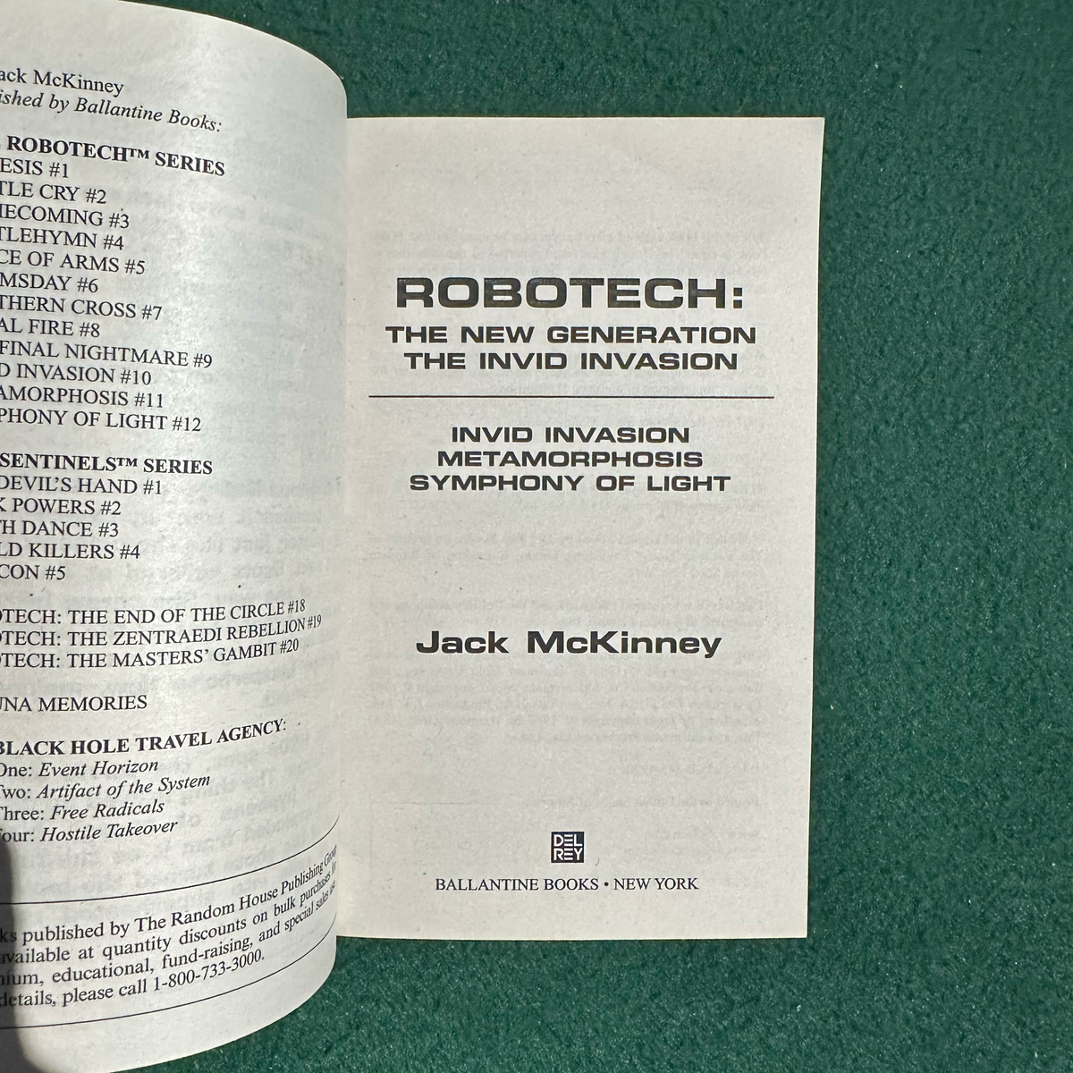 Sci-Fi Paperback: Jack McKinney - Robotech, The New Generation: The Invid Invasion FIRST PRINTING