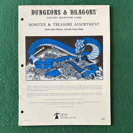 Vintage Dungeons & Dragons Accessory: Monster & Treasure Assortment, Sets One-Three