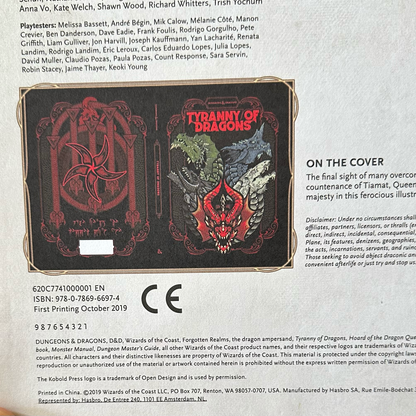 Dungeons & Dragons 5e Hardback: Tyranny of Dragons, Alternate Cover FIRST PRINT