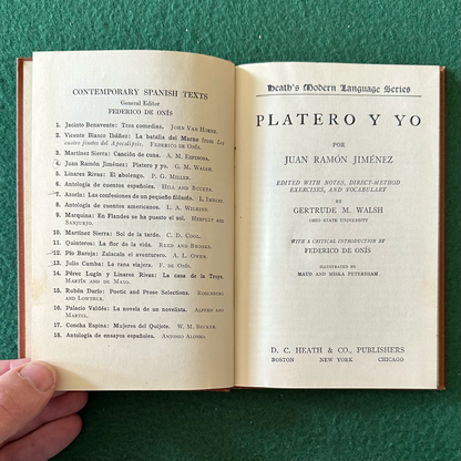 Vintage Non-Fiction Hardback: Gertrude M Walsh - Jimenez Platero y Yo 1922