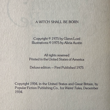 Vintage Fantasy Hardback: Robert E Howard - A Witch Shall Be Born FIRST EDITION